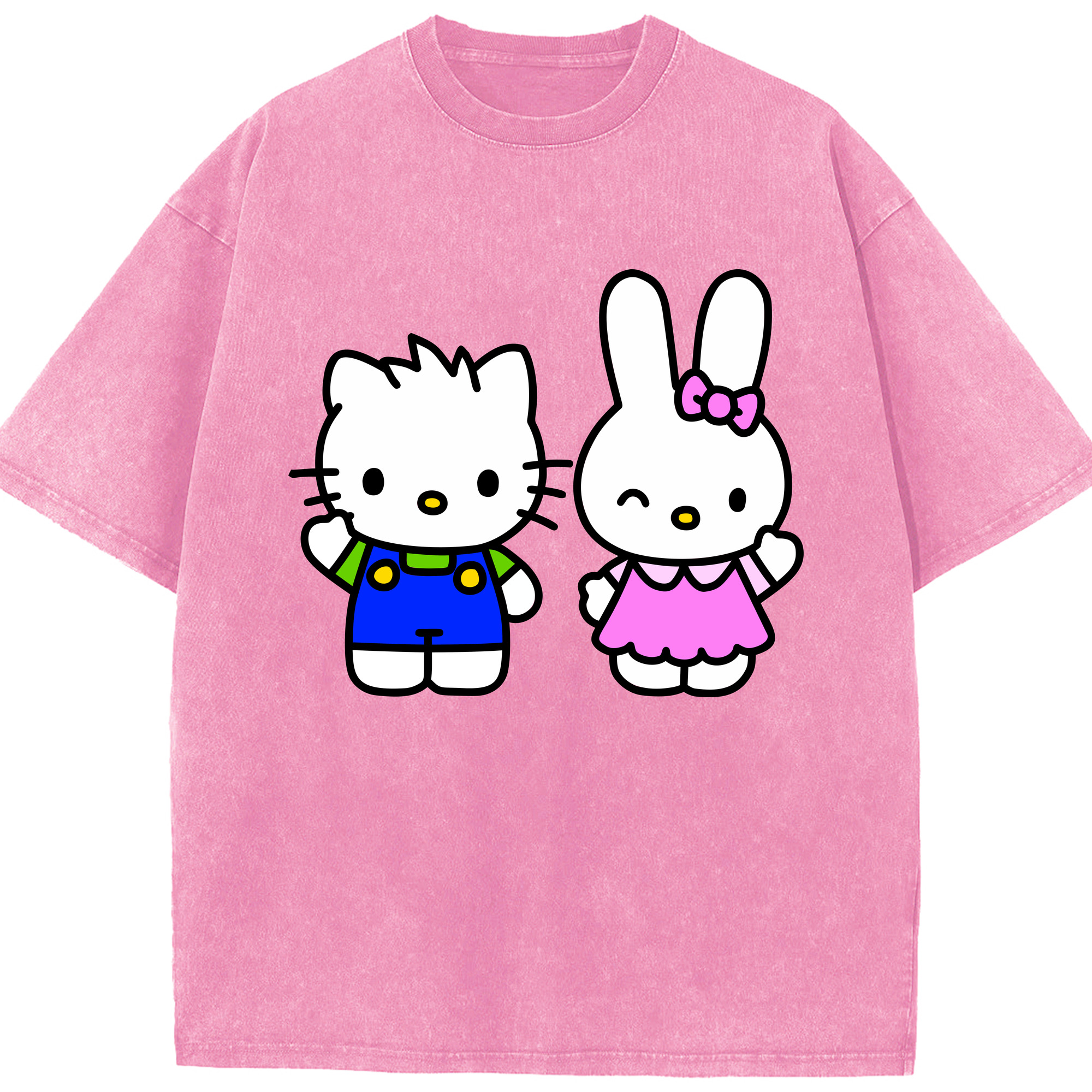 （画像用） Hello Kitty ハローキティ 綿100% ヴィンテージ風 半袖Tシャツ（フロントプリント）